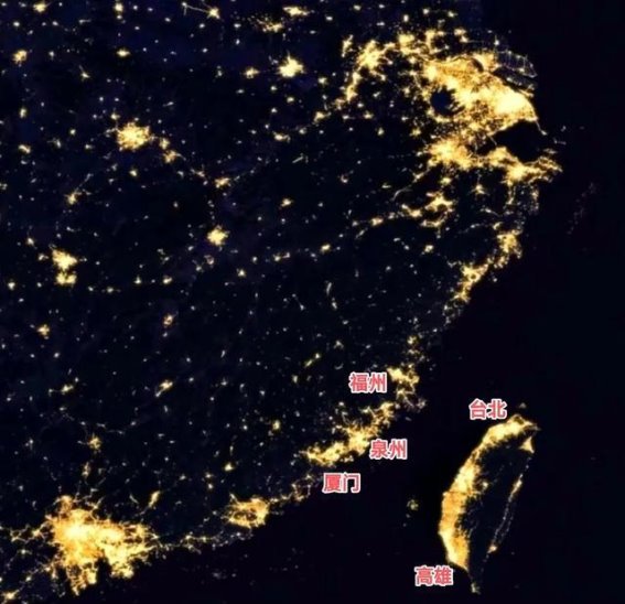 海峡两岸城市夜景灯光分析：泉州繁华度登顶，台北排名垫底？